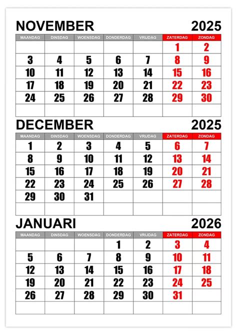 Kalender November December 2025 Januari 2026