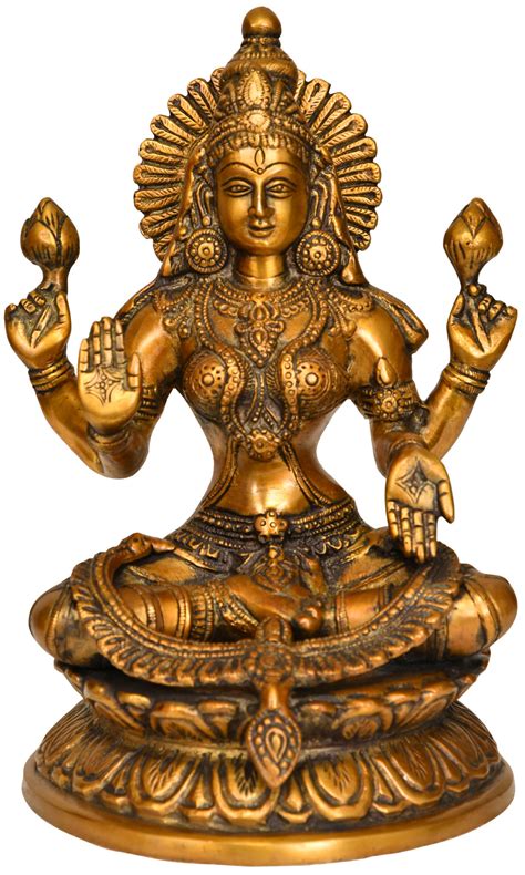 9 Goddess Lakshmi In Abhaya Mudra In Brass Handmade Made In India