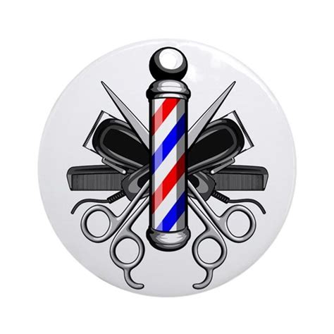 Barber shop vector price list template poster haircut and shave retro barber sign on dark background poster gentlemen hair styles promotional banner graphic poster barber salon promotional ad or flyer layout poster poster. Barber Logo Round Ornament by Rotntees - CafePress