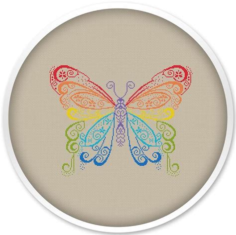 Looking for your next counted cross stitch project? Rainbow Butterfly Cross Stitch Pattern, Free shipping ...