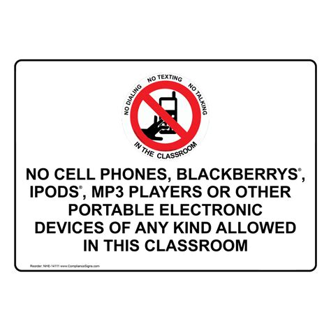 No Cell Phones Allowed In This Classroom Bilingual Sign Nhb 14111