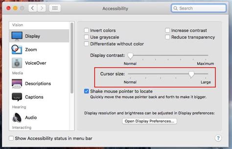 How To Change Cursor Size On Mac Os X Resize Mouse Pointer
