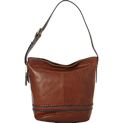 Tignanello Boho Classic Vintage Leather Bucket Bag Rust Dark Brown