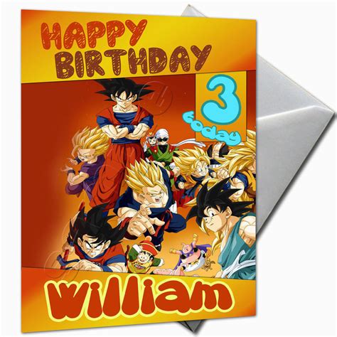 Goku, vegeta, trunks, krillin, does that sound familiar? Dragon Ball Z Birthday Card Dragon Ball Personalised ...