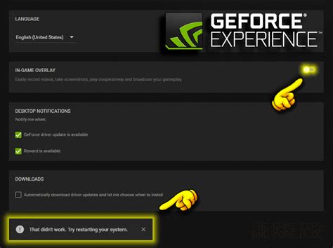 Geforce Overlay That Didn T Work Try Restarting Solution Low Fps Graphic Glitches Come Here Take A Open Geforce Experience And Check To See If