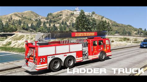 Gta 5 Ladder Truck Firetruck Test Drive Els Youtube