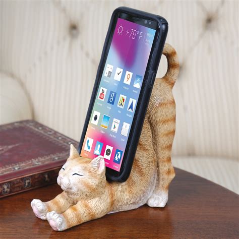 What On Earth Cat Cell Phone Holder Sculpted Resin Cellphone Stand Ebay