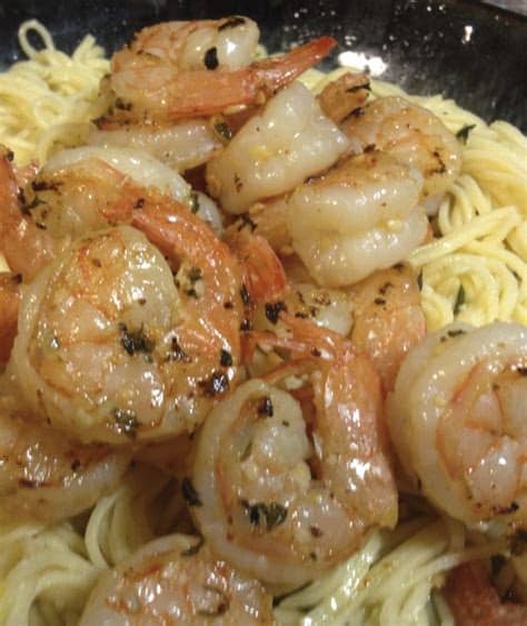 Serve with angel hair pasta. ALL RECIPES: SHRIMP SCAMPI OVER ANGEL HAIR PASTA