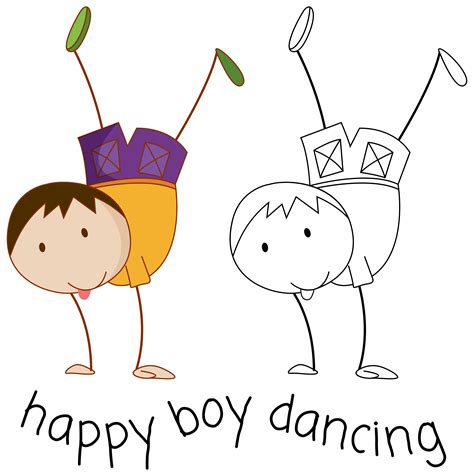 Doodle Boy Character Dancing 520228 Vector Art At Vecteezy