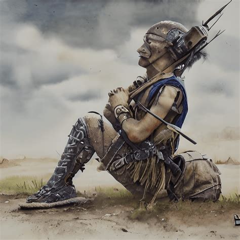 Lonely Warrior After Battle Digital Graphic · Creative Fabrica