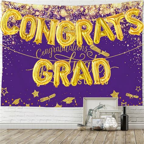 Durable Polyester Fabric Congrats Graduation Backdrop With Grad