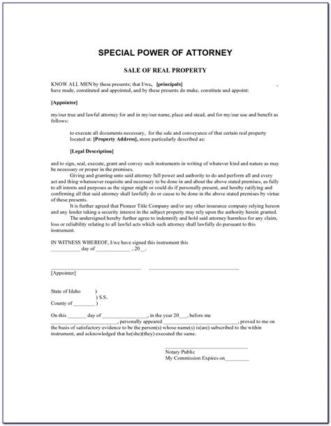Power Of Attorney Example South Africa
