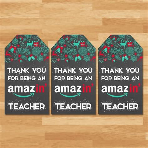Holiday Amazon T Card Teacher Thank You Tag Thanks For Being An