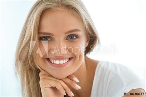 Portrait Beautiful Happy Woman With White Teeth Smiling Beauty High Resolution Image Buy