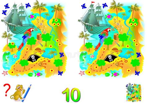 Logic Puzzle Game For Children And Adults Need To Find 10 Differences