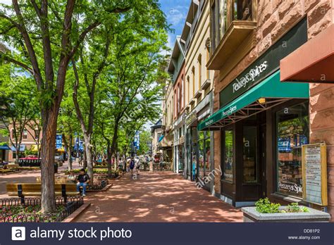Shops On Pearl Street Mall In Downtown Boulder Colorado