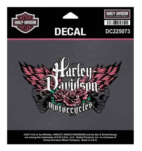 Harley Davidson Winged Rebel Rose Chrome Decal Medium 55 X 325 In