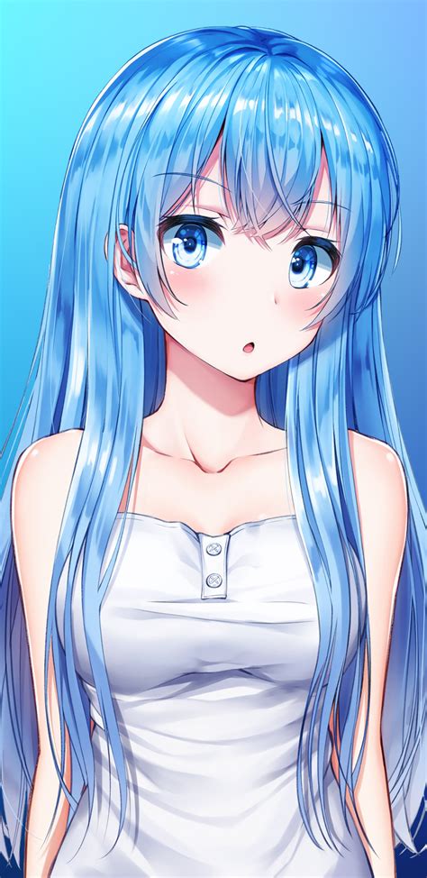 Anime full hd wallpapers 1920x1080. 1440x2960 Anime Girl Aqua Blue 4k Samsung Galaxy Note 9,8 ...