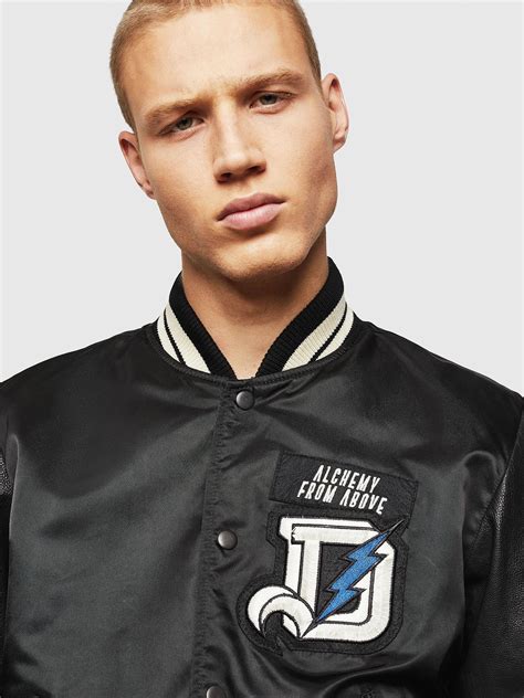 Diesel Synthetic L Kharkov Bomber Jacket In Nylon And Leather In Black