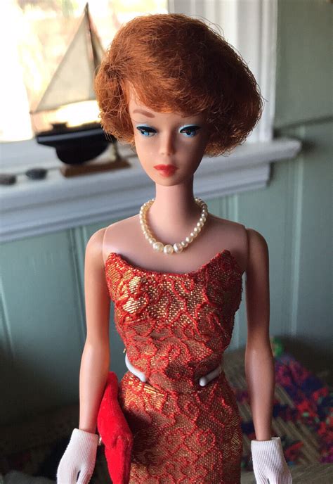 Vintage Bubble Cut Titian Barbie Red Lips Golden Elegance EBay