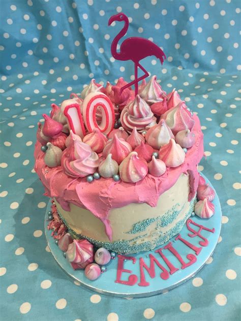 Leave a diamond if you like it! Flamingo cake design for 10 year old girl with meringue decoration, simple to do | Birthday cake ...