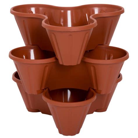Pure Garden 13 In Plastic Stackable Planters 3 Pack M150020