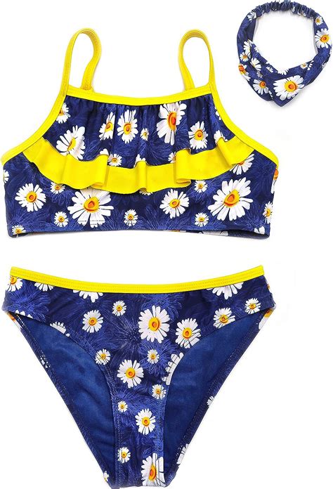 Shekini Bikini De Tres Piezas Para Niñas Conjunto De Diadema Correas