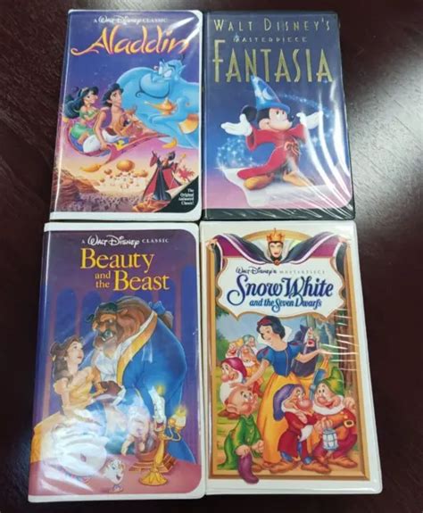Lot Of Vintage Disney Vhs Beauty The Beast Fantasia Snow White
