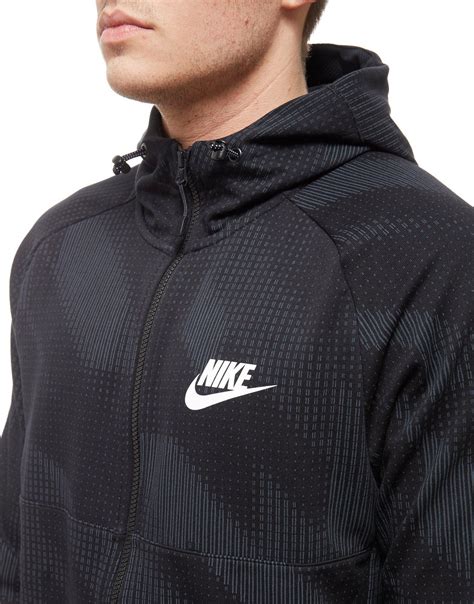 Nike Cotton Advance All Over Print Full Zip Hoodie In Black For Men Lyst
