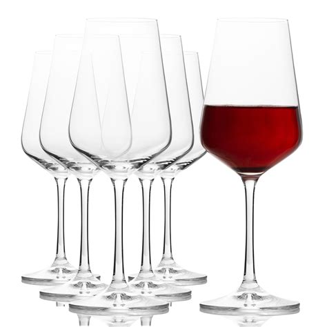 Crystalex Sandra Large Stem Red Wine Glasses Set Of 6 Elegant Durable And Clear Bohemian Glass