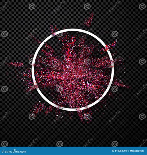 Pink Glitter Explosion In White Round Frame Stock Vector