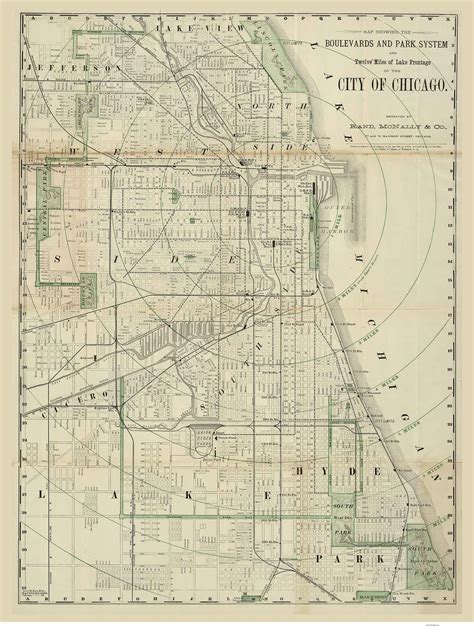 Chicago 1878 Rand Mcnally Old Map Reprint Illinois Cities Old Maps