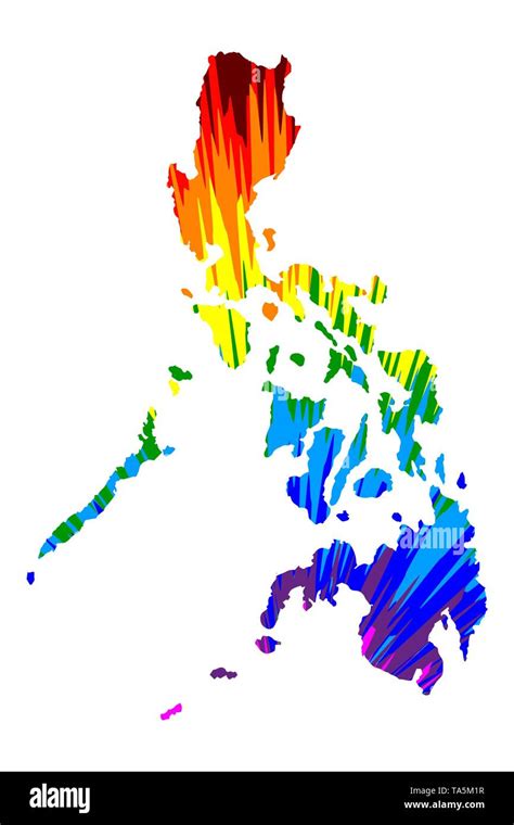 Philippines Map Is Designed Rainbow Abstract Colorful Pattern