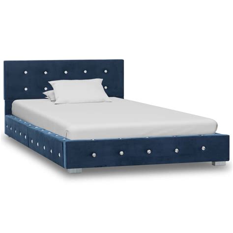 Das boxspringbett, auch amerikanisches bett. Bett mit Matratze Blau Samt 90x200 cm | Betten mit ...