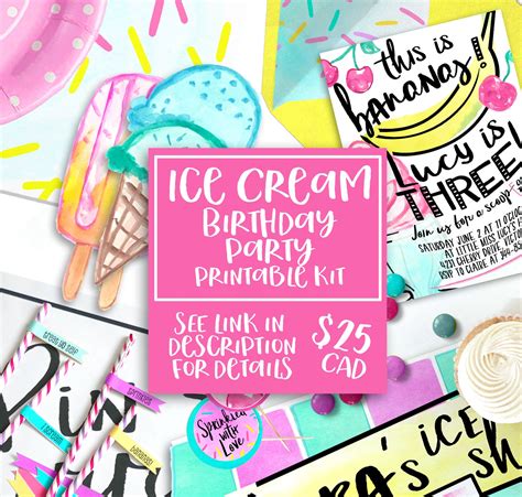 Ice Cream Party Printable Place Mat Ice Cream Party Decor | Etsy