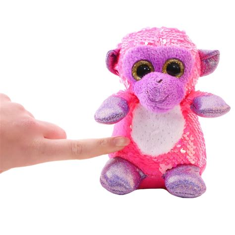 13cm Pink And Matte Pink Monkey Soft Toy With Sequin Reveal Reversible