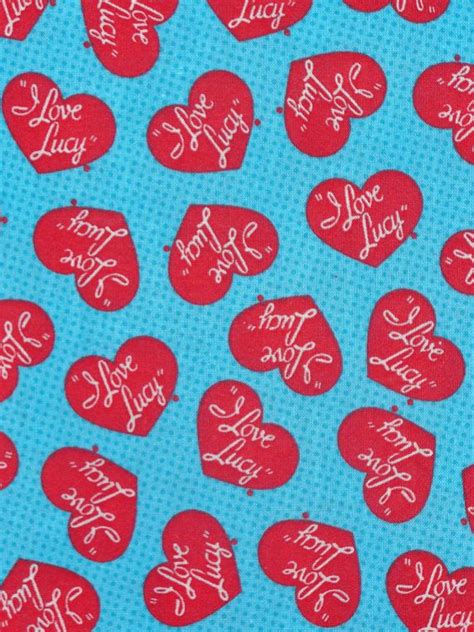 I Love Lucy Fabric Lucy Hearts Red Hearts On Blue Half Yard I