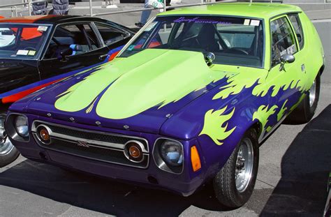 1976 Amc Gremlin Green With Blue Flames Front Angle