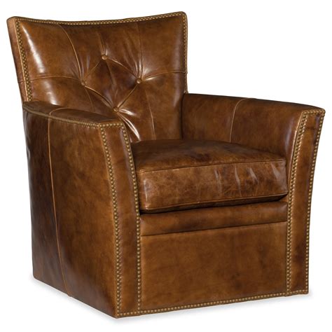 Hooker Furniture Conner Transitional Leather Swivel Club Chair With