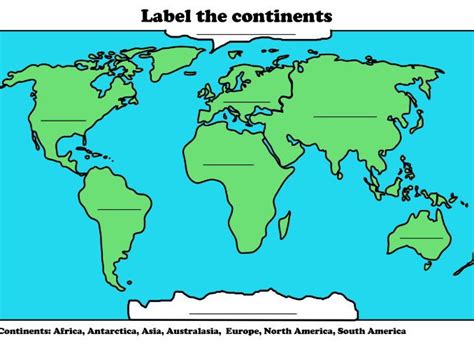 Label The Seven Continents