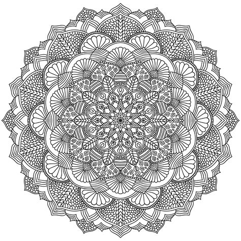 Intricate mandala digital coloring page. Intricate Black Mandala - Mandalas Adult Coloring Pages