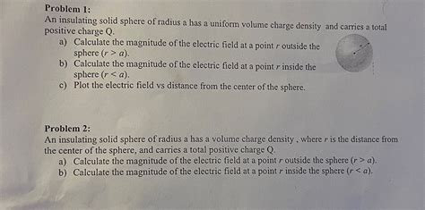 Solved Problem 1 An Insulating Solid Sphere Of Radius A
