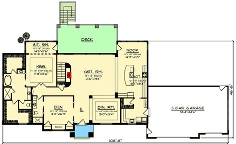 Plan 890133ah Sprawling Craftsman Style Ranch House Plan On Walkout