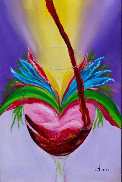 Wine Glass Oil Painting Abstract Painting A Wine Etsy