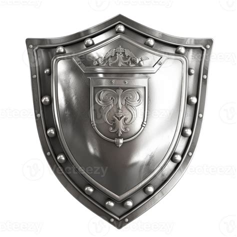 Metal Shield Icon On Transparent Background Created With Generative Ai