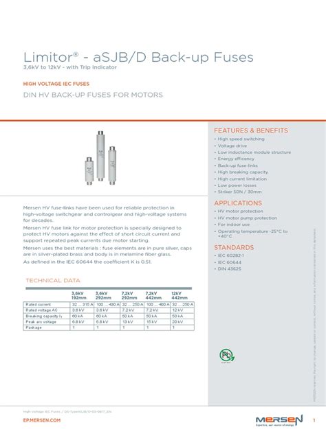 Ds Hv Fuse Links Type Asjb D With Trip Indicator En Pdf