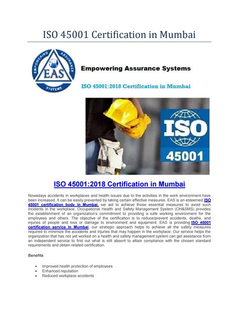 ISO 45001:2018 Certification in Mumbai by iso eas - Issuu