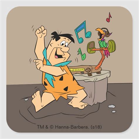 The Flintstones Fred Flintstone Dancing Square Sticker