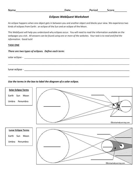 Solar Eclipse Worksheet 2nd Grade
