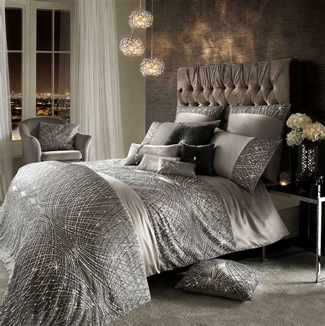 Kylie Minogue Sequin Satin Silver Usa Queen Bed Linens Luxury Silver